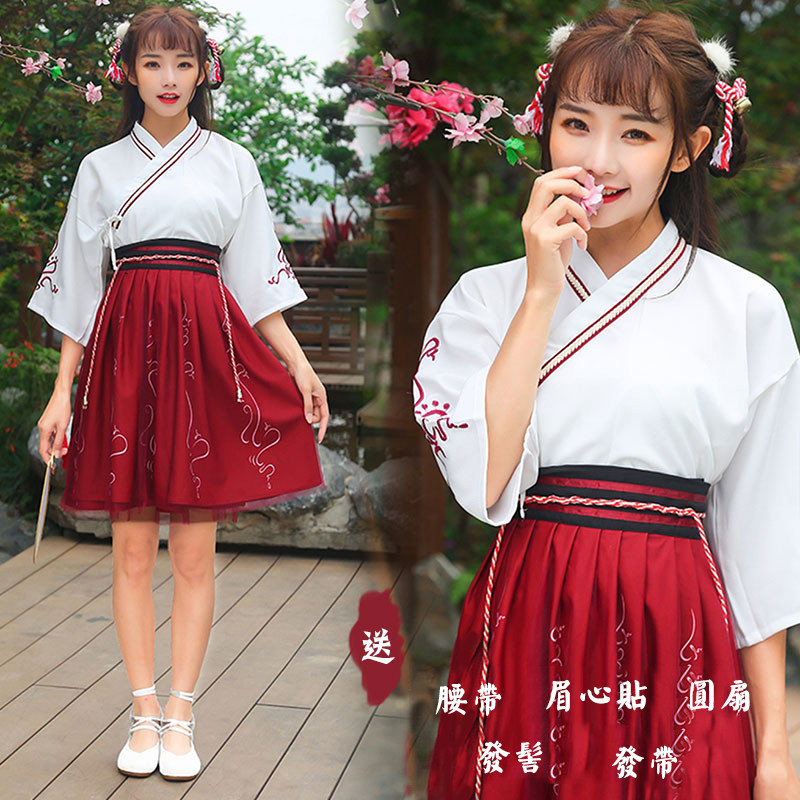 女夏改良交领中国风古装日常装汉服 返图民族服装/舞台装