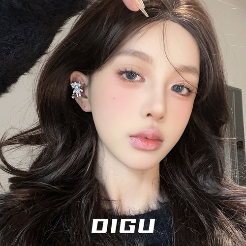 DIGU轻奢满钻爱心小熊耳夹精致高级感闪钻无耳洞耳骨夹百搭耳饰 - 图3