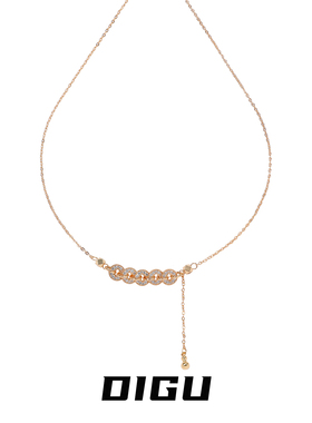 新年轻奢满钻铜钱项链气质高级感