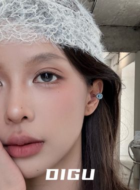 独特小众蓝色仿绿松石猪鼻子耳夹
