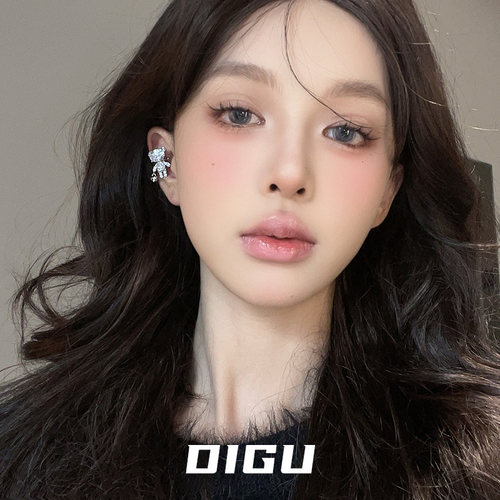 DIGU轻奢满钻爱心小熊耳夹精致高级感闪钻无耳洞耳骨夹百搭耳饰 - 图0