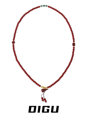 复古新年红色葫芦吊坠串珠项链