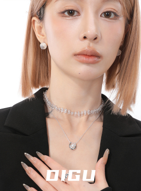 清新透明仿水晶串珠项链choker