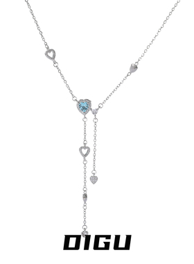 甜美镶钻爱心流苏项链精致锁骨链