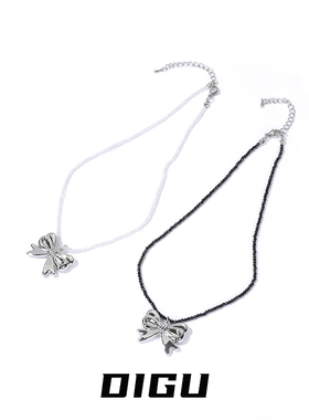 夏季简约百搭水晶串珠蝴蝶结项链