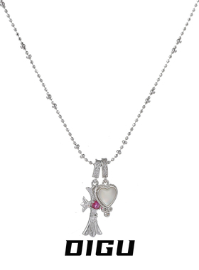 甜酷风轻奢闪钻爱心十字架项链