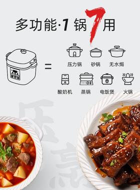 爱丽思3升电压力锅智能菜单1-5人
