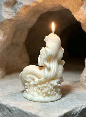 海洋女神造型美人鱼香熏蜡烛 浪漫氛围艺术装饰家居治愈系礼物
