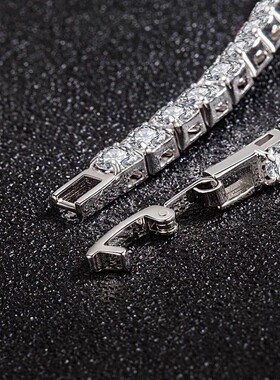 跨境热卖镶钻合金网球线条手链情侣高级感锆石无性别满钻配件首饰