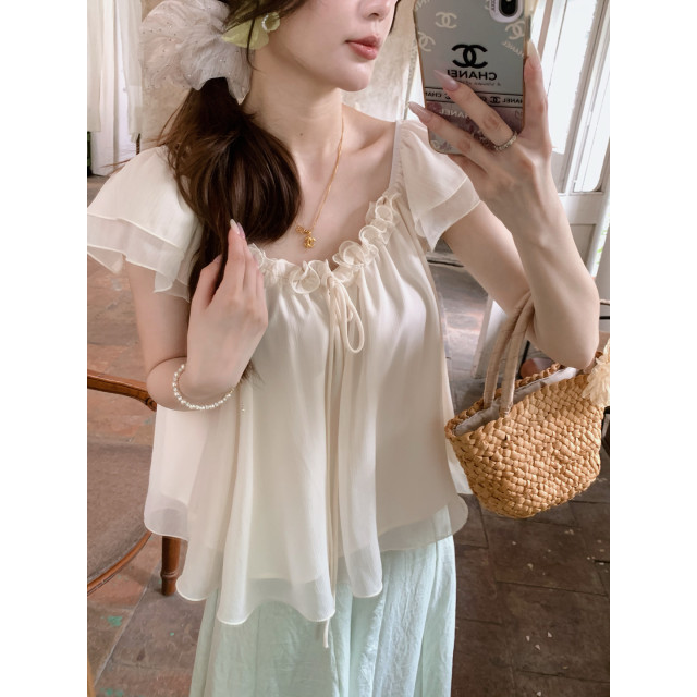 ຊັ້ນເທິງ chiffon hoop ບັນຍາກາດສີສົ້ມ