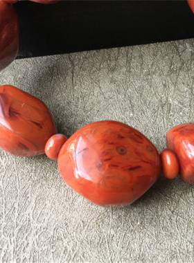 天然川料南红玛瑙柿子红火焰纹手串 随形玉石不规则念珠手链