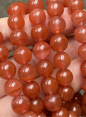 8mm天然四川凉山料项链 樱桃红南红玛瑙多圈念珠手串108个多圈
