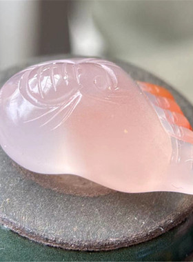 川料南红玛瑙知足常乐小雕件 荔枝冻飘花蜘蛛脚丫雕刻吊坠挂件