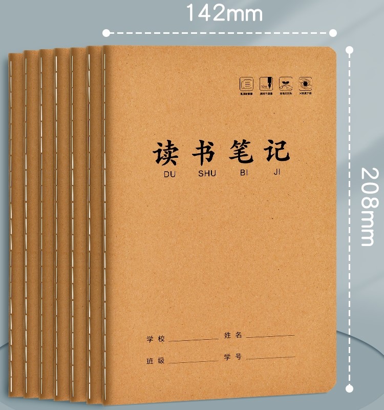 A5读书笔记本好词好句摘抄本专用本小学生初中生阅读记录卡二年级三年级四五六积累本语文笔记本加厚牛皮纸-图3