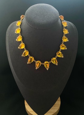 予 290 复古Vintage欧美巴洛克镀真金保色琉璃宫廷风重工项链包邮