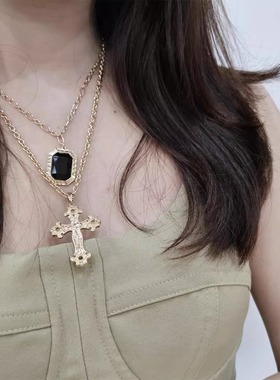 多层镂空闪钻项链挂链