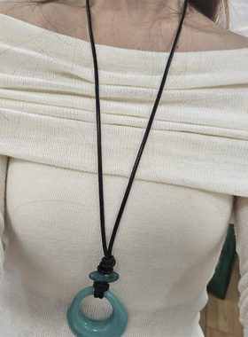 予私珍宝 2098 复古波西米亚民族风秋冬长款油绳毛衣链项链 包邮