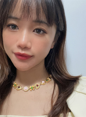 女复古巴洛克人像爱心手链项链