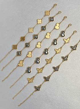 手工diy手链底胚非遗螺钿手饰宋锦贴布艺空托16K金仿景泰蓝珐琅彩