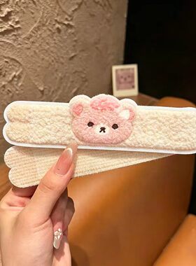 可爱长条轻松熊小鸡碎发贴洗脸刘海贴丸子头两用发箍甜美可爱发饰