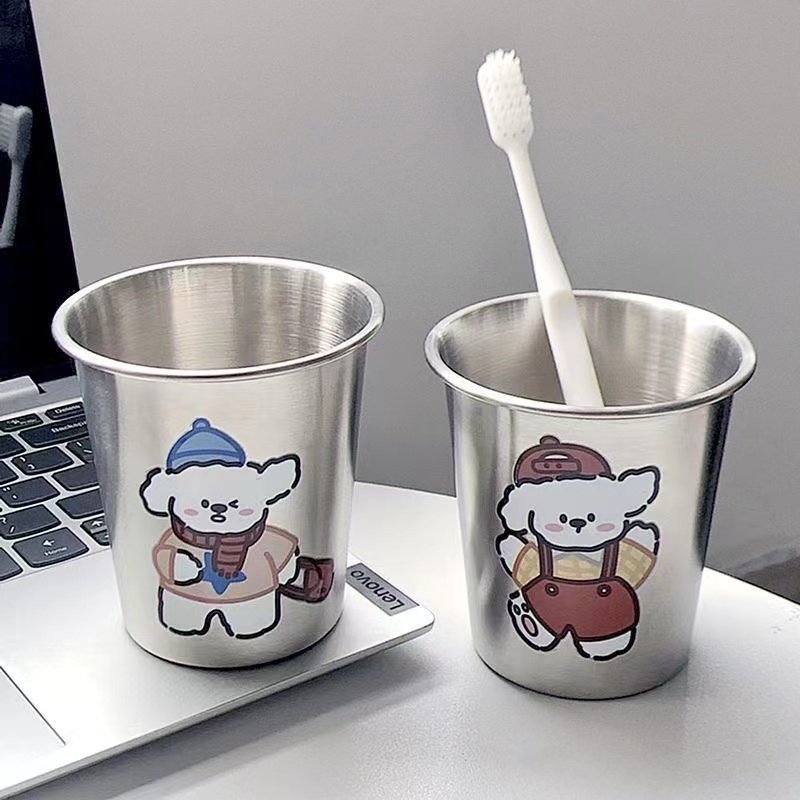 儿童不锈钢杯子高颜值漱口杯304卡通创意简约小熊可爱情侣水杯,淘宝优惠券,粉丝福利购,淘宝优惠卷