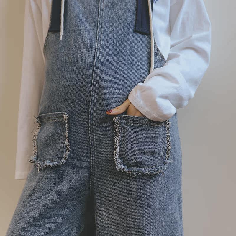 孕妇裤春秋孕妇牛仔潮妈背带裤子 米度丽睿薇孕妇打底裤