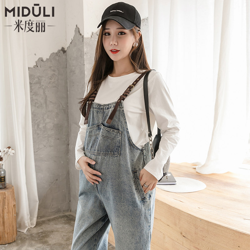 孕妇背带裤套装春夏时尚孕妇裤子 米度丽睿薇孕妇打底裤