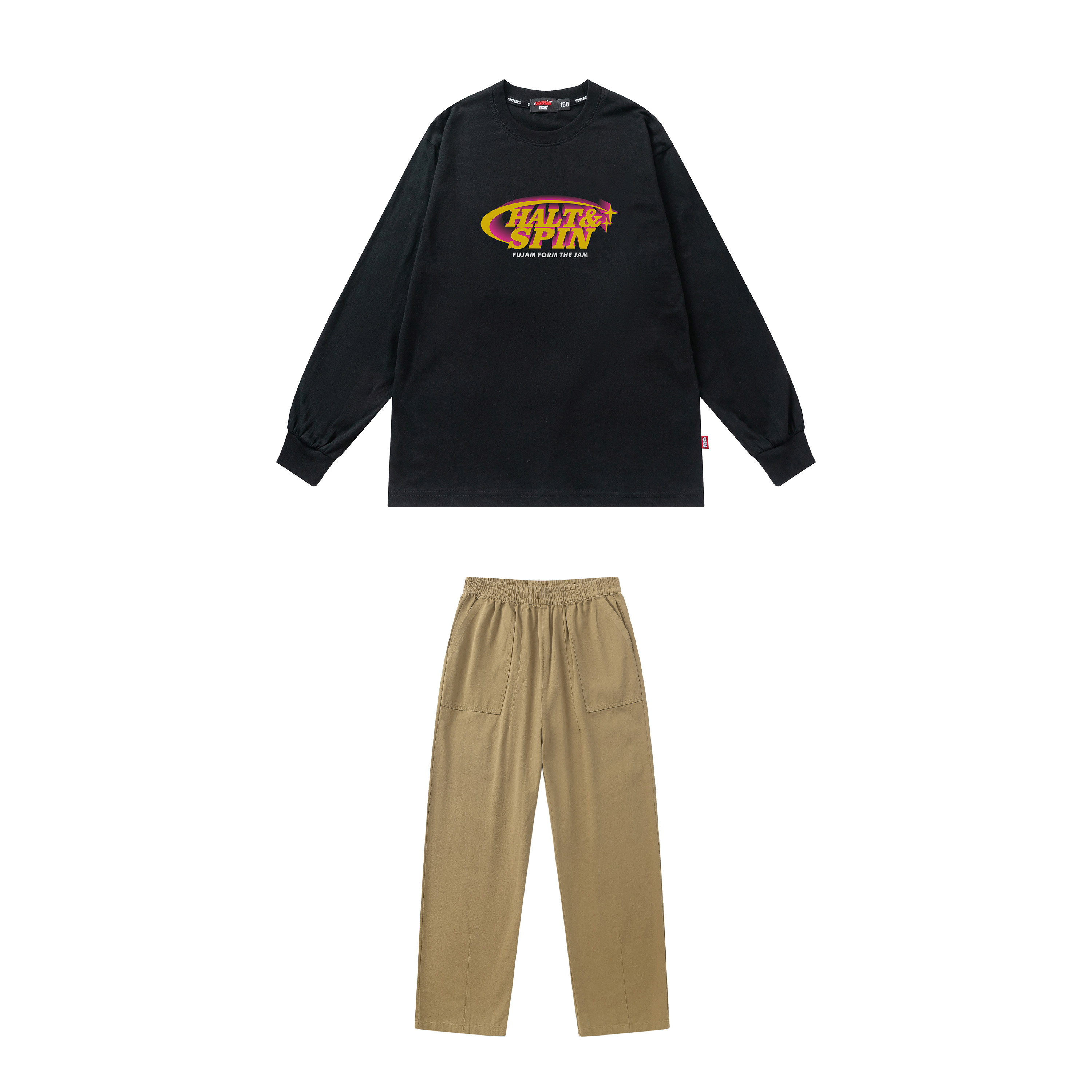 FUJAM儿童街舞潮牌男女童嘻哈hiphop美式印花长袖T恤秋季演出服装,淘宝优惠券,粉丝福利购,淘宝优惠卷