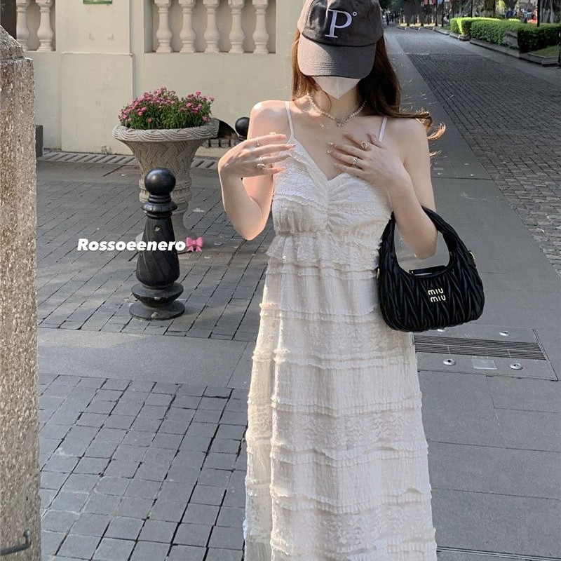 甜美洋气时尚新中式蕾丝吊带裙连衣裙女2025夏季5蛋糕裙长款裙子,淘宝优惠券,粉丝福利购,淘宝优惠卷