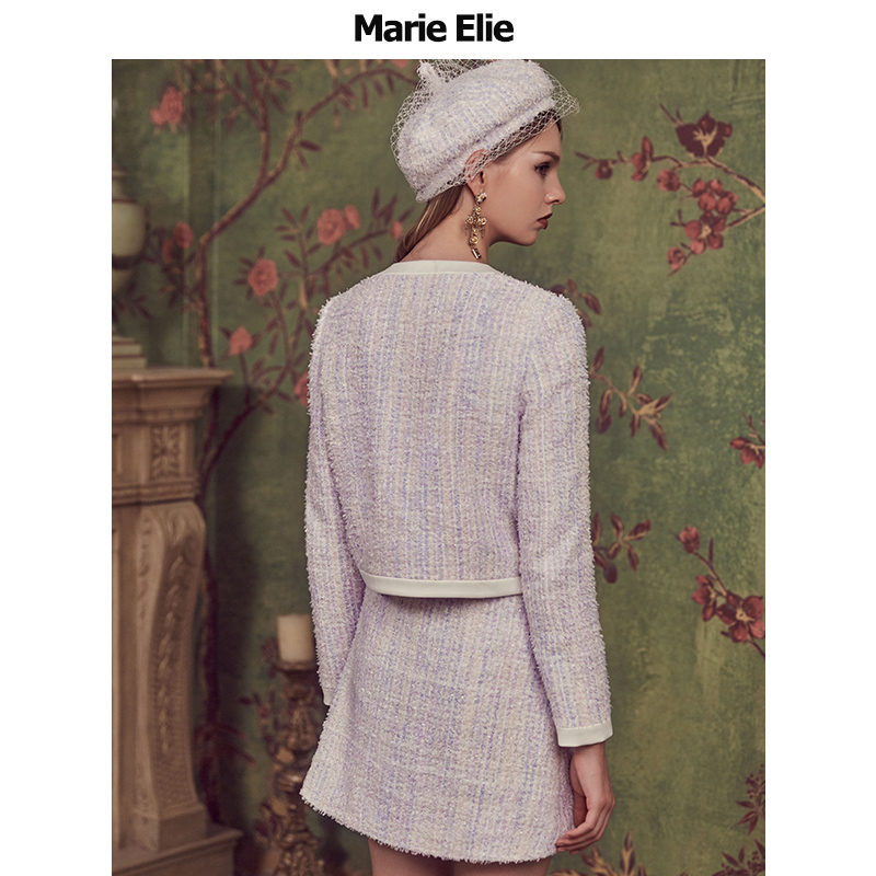 marie elie秋冬新款淑雅紫萱花半裙 MarieElie半身裙