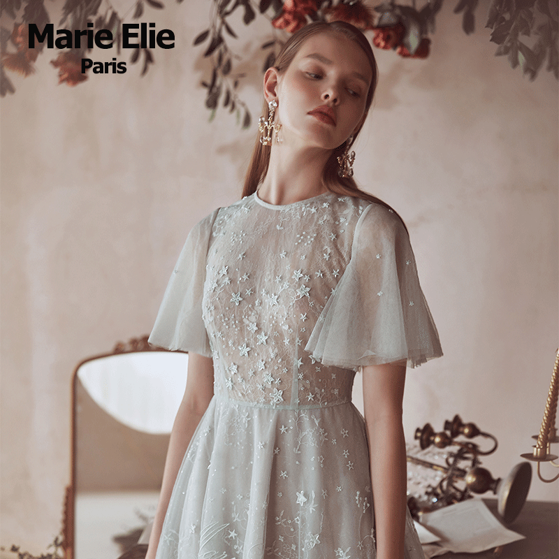 marie elie春夏新款潆蒙微碧连衣裙 MarieElie连衣裙