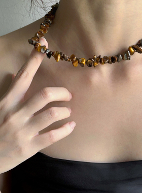 小众不规则图案天然石项链女欧美多巴胺choker高级感甜酷锁骨链