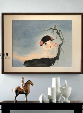 【春眠不觉晓】手绘新中式工笔国画少女人物客厅书房卧室装饰挂画