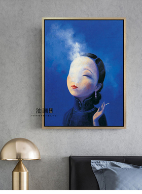 【花样年华】纯手绘新中式老上海旗袍女人物油画样板间装饰壁挂画