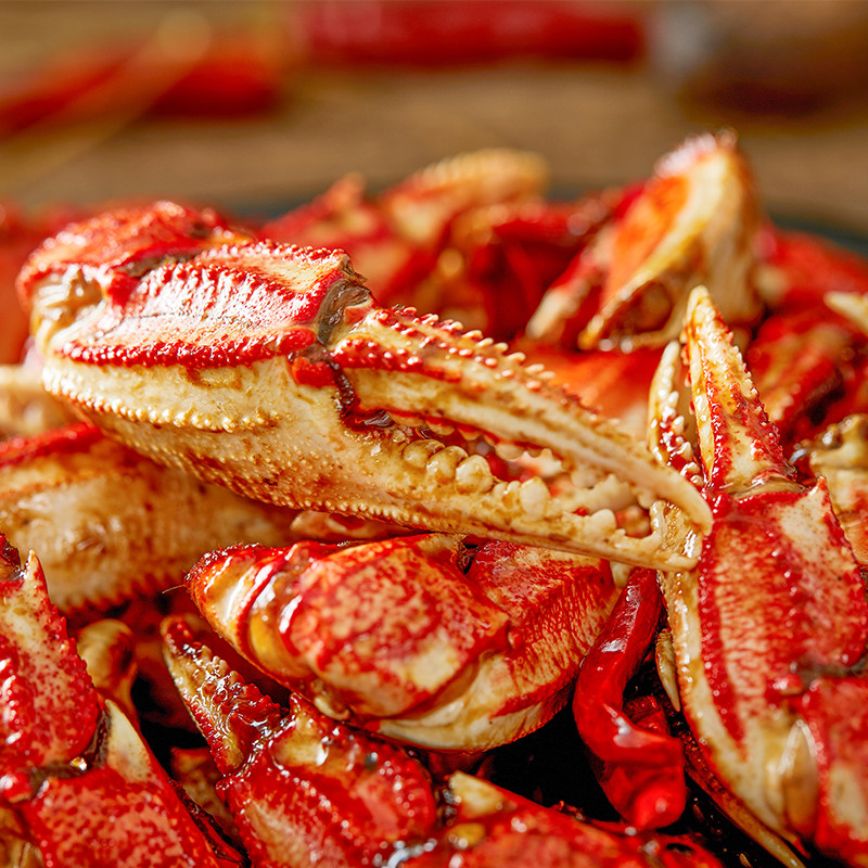 王老太麻辣蟹甲140g鲜梭子蟹即食蟹钳特产蟹爪零食海味小吃螃蟹腿