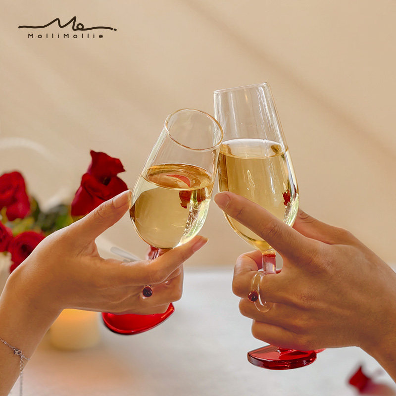 莫里乐园爱心高脚杯敬酒杯一对新婚结婚情人节礼物香槟杯红酒杯子,淘宝优惠券,粉丝福利购,淘宝优惠卷