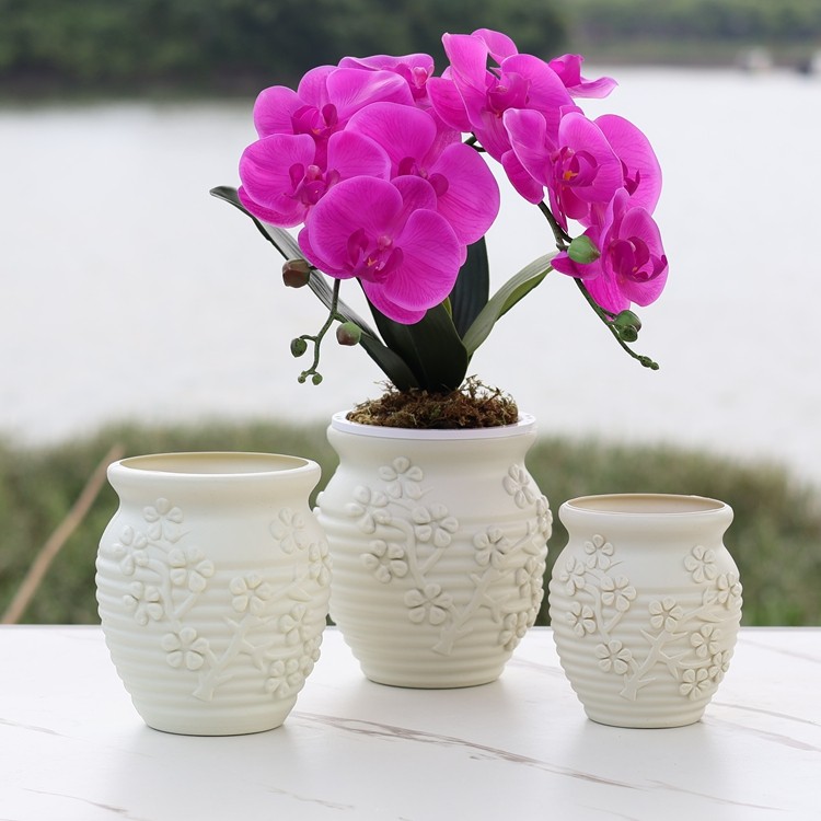 蝴蝶兰花盆浮雕梅花盆多肉石斛盆栽种植透气控根自吸水懒人储水盆,淘宝优惠券,粉丝福利购,淘宝优惠卷