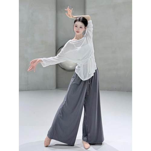服女穿上衣生形体罩衫现代舞舞蹈练功服搭日常古典舞宽松长袖艺考 - 图3