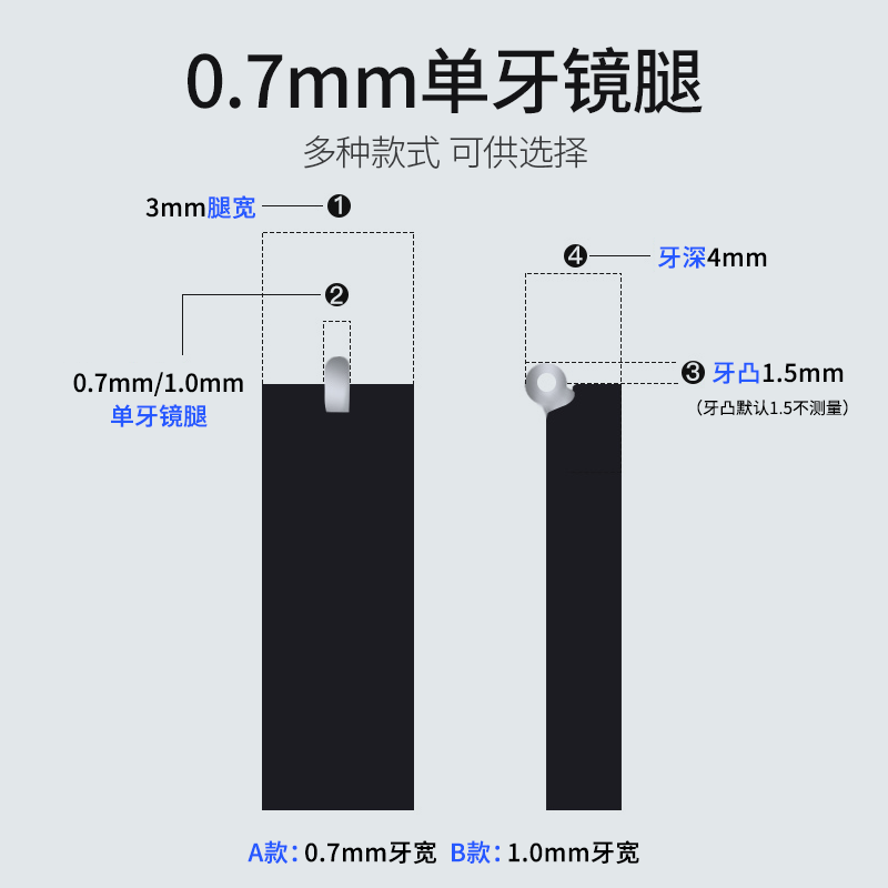 单牙金属眼镜腿脚透明半包全包替换近视眼睛框架配件一对男女通用 - 图3