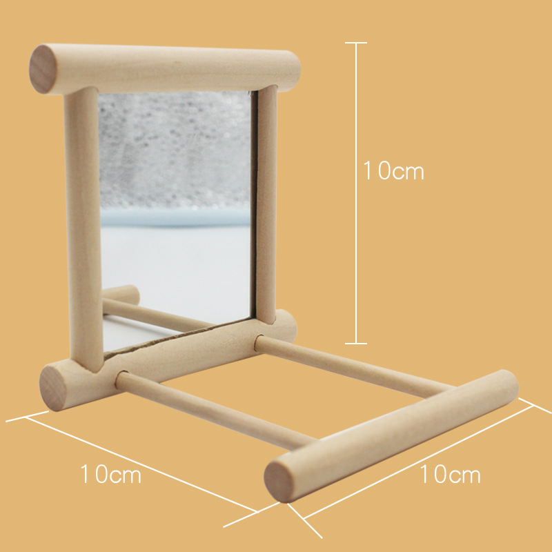 鹦鹉实木站杆镜子悬挂架解压玩具互动中小鸟笼子玄凤牡丹虎皮用品 - 图2