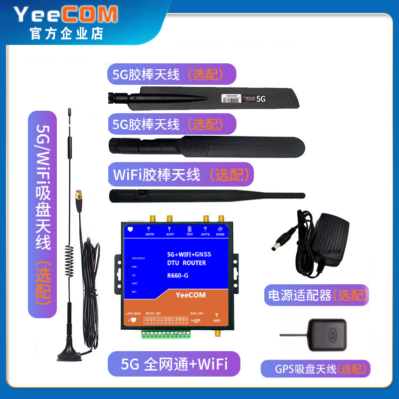 YeeCOM无线5G+GPS工业路由器定位485串口wifi模块DTU透传MQTT热点 - 图0