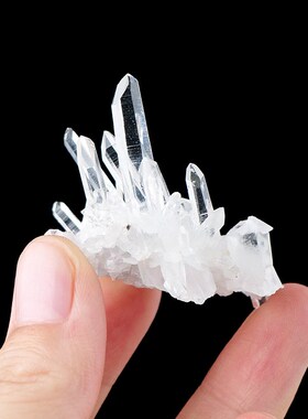 天然白水晶晶簇矿石标本白水晶原石消磁能量石家居装饰工艺品摆件