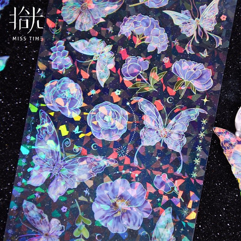 无界蝶贝壳光贴纸iy复古蝴蝶烫金造景手帐装饰素材贴纸包,淘宝优惠券,粉丝福利购,淘宝优惠卷