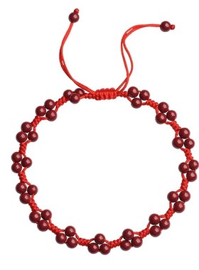 朱砂红绳编织脚链本命年简约女士幸运可调节本命圆珠年低含量脚链