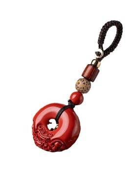 朱砂貔貅吊坠汽车钥匙扣挂件低含量男女情侣紫金砂平安扣精致挂饰