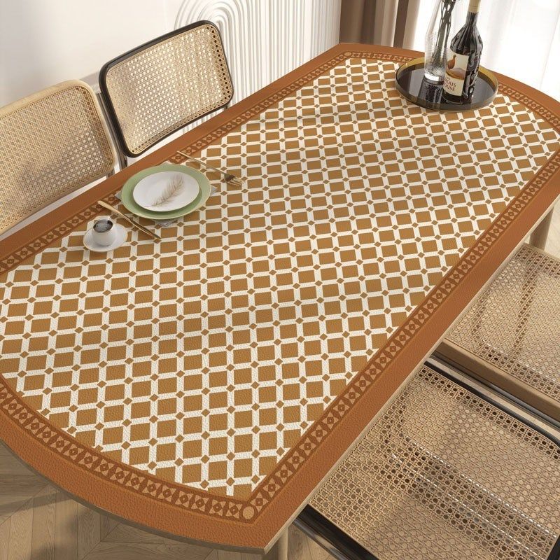 美式椭圆形桌布可伸缩圆桌防水防油防烫免洗高级感皮革餐桌垫子,淘宝优惠券,粉丝福利购,淘宝优惠卷