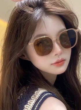 英国DHWA专柜茶色墨镜女夏防晒防紫外线大脸显瘦新款太阳眼镜韩版