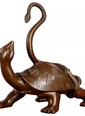 纯黄铜招财仿古玄武摆件