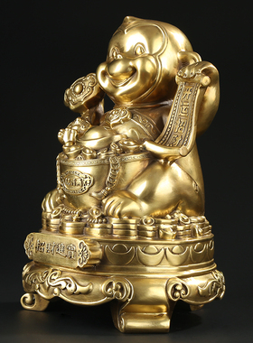 黄铜工艺品生肖猴子摆件生日礼品储钱罐扑满大号如意猴子开业礼品