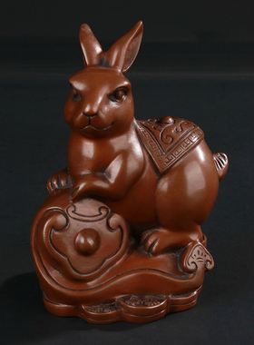 紫铜工艺品生肖如意兔子摆件送孩子生日礼品属兔家居兔礼物卧室